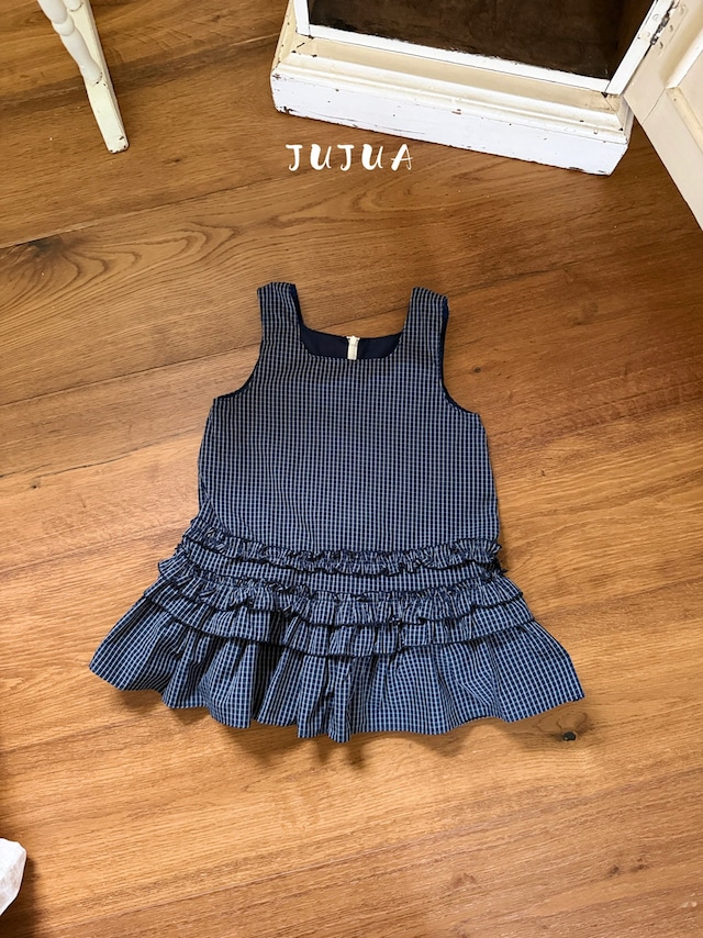 【取寄】jujua|frill check dress|フリルチェックワンピース|XS-XL|kids|26 autumn