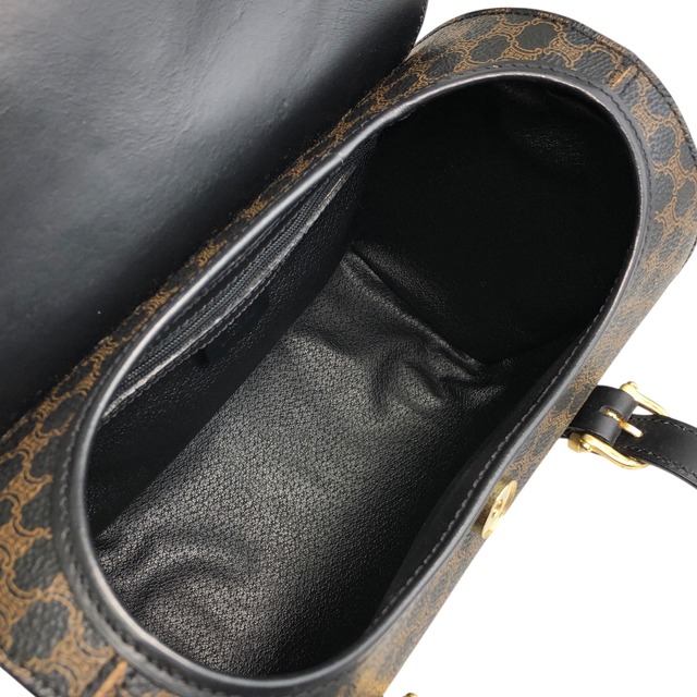 CELINE セリーヌ マカダム ハンドバッグ ブラック ロゴ PVC/レザー バニティバッグ vintage ヴィンテージ オールド c64kav