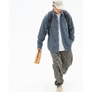 Stripe design denim shirt C4473