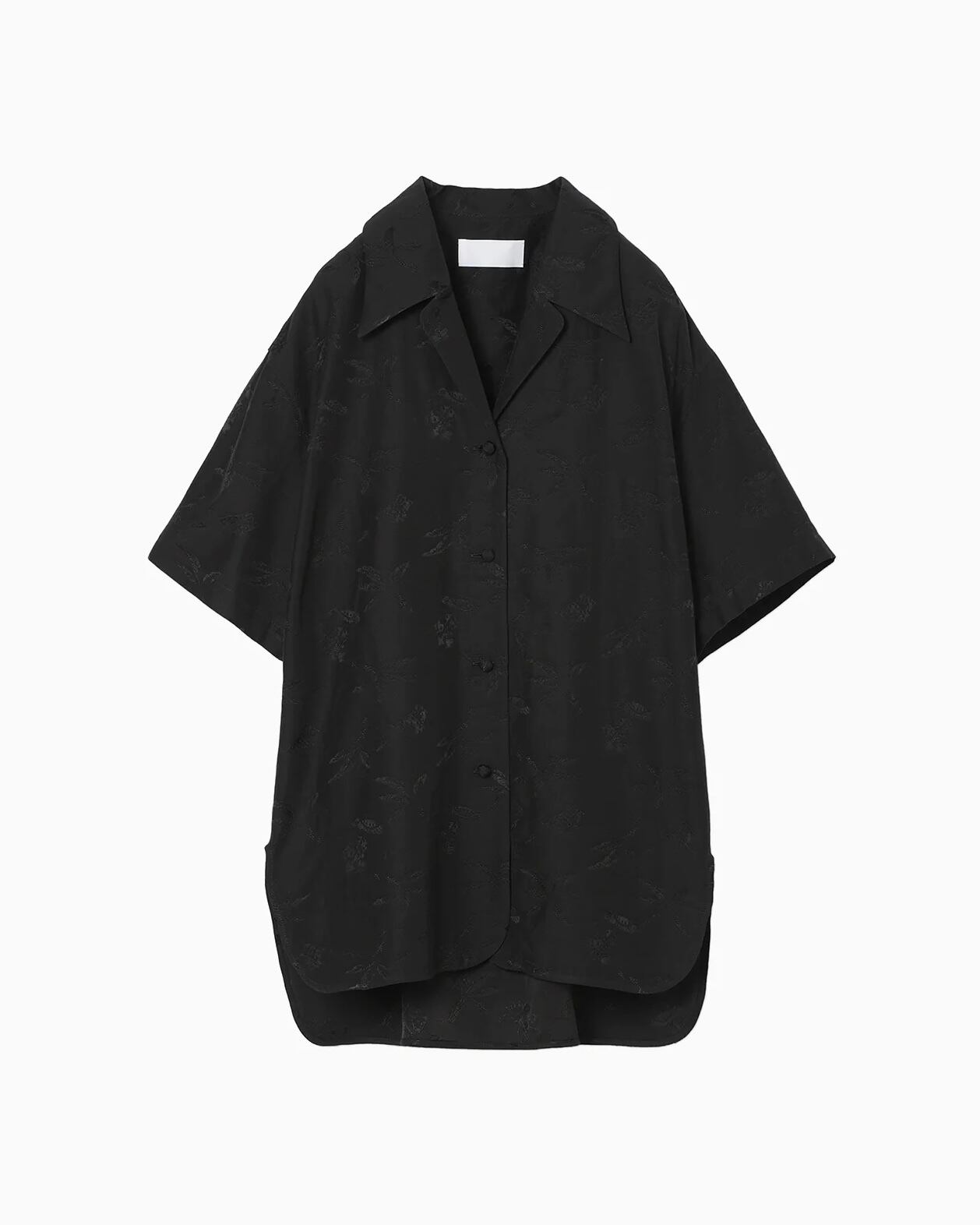 Mame kurogouchi】Karako Jacquard Open Collar Shirt /black | TOLMA.
