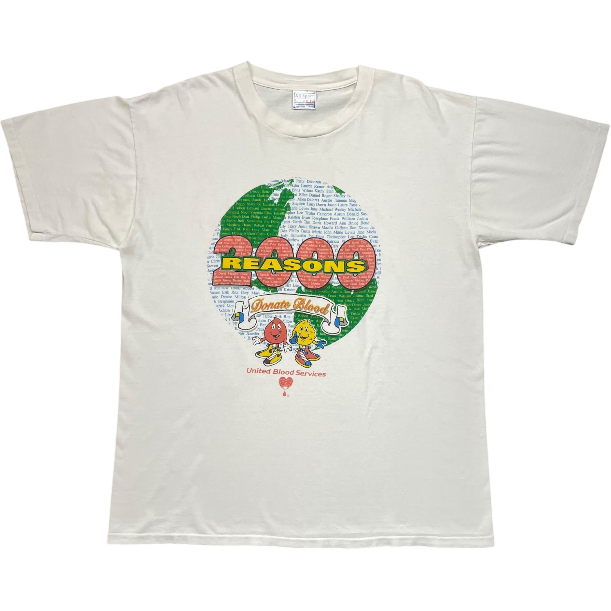 《XL》 All Sport オールスポーツ Tシャツ 献血 イラスト プリント ホワイト 90年代 vintage no.8350