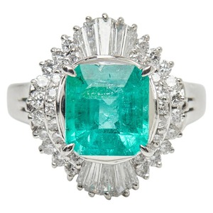 Pt900 プラチナ エメラルド2.19ct ダイヤ0.77ct リング 指輪 レディース 12号 【中古】