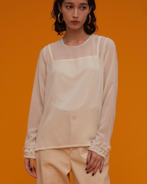 Frilled Cuff Tops(IVORY)