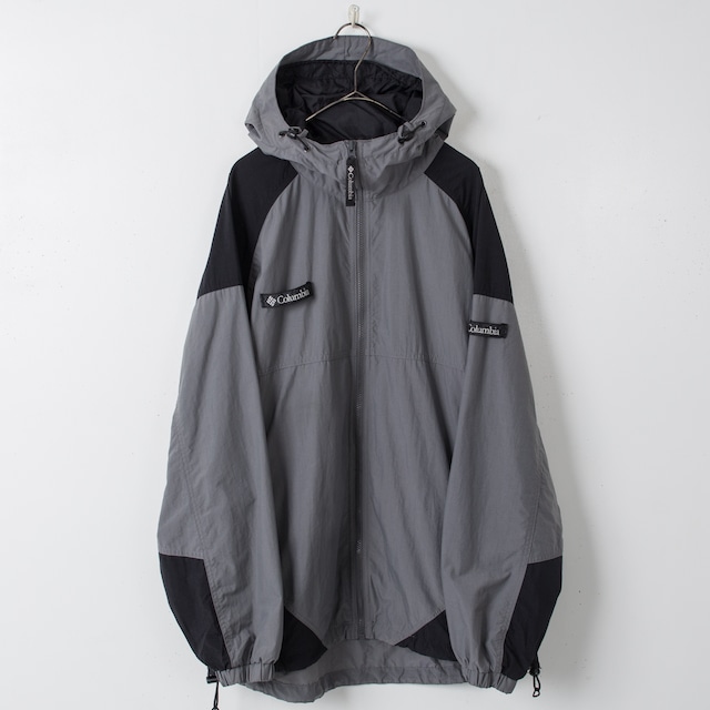 2000s "Columbia" 2-tone zip up nylon shell hoodie jacket