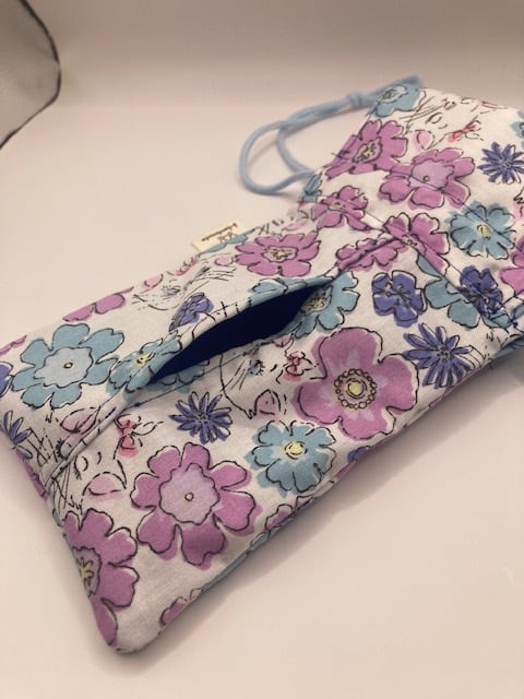 ポケットティシュカバー 752]ギフト袋みたいで可愛い 巾着型ポケットティッシュケース ブルー②