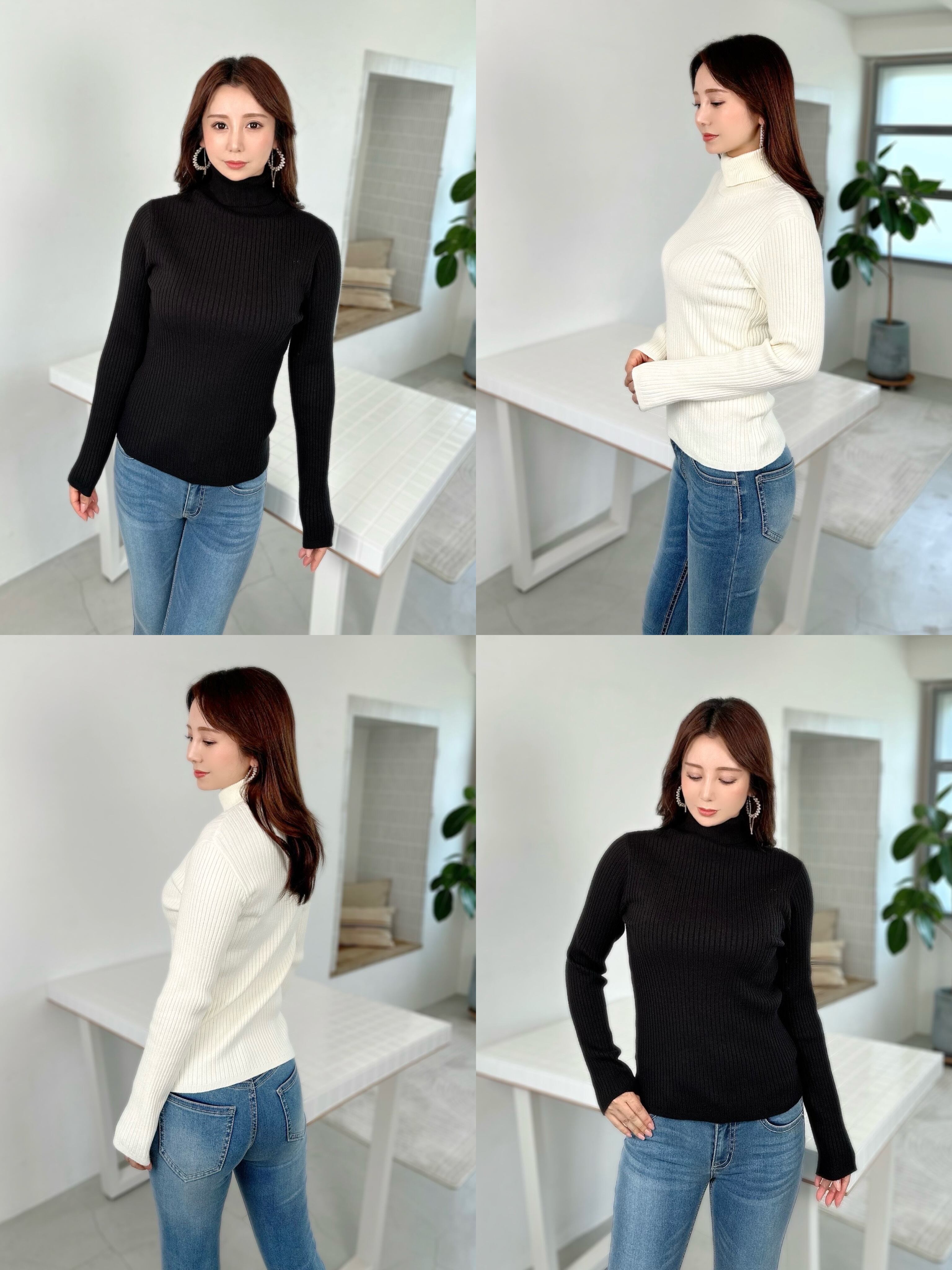 モコアズ タートルネック ニット トップス