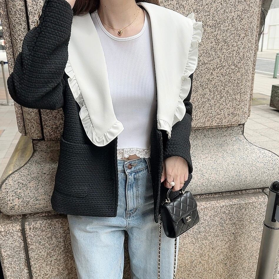 【moripon】Frillcollar tweed JK Frillcollar tweed JK / black (即納商品) | moripon.