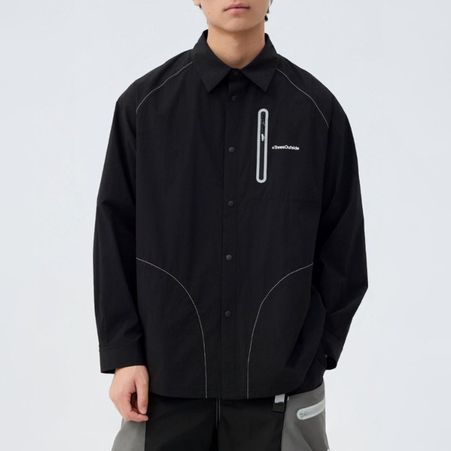 ナイロンジップポケットロングスリーブシャツ R00035