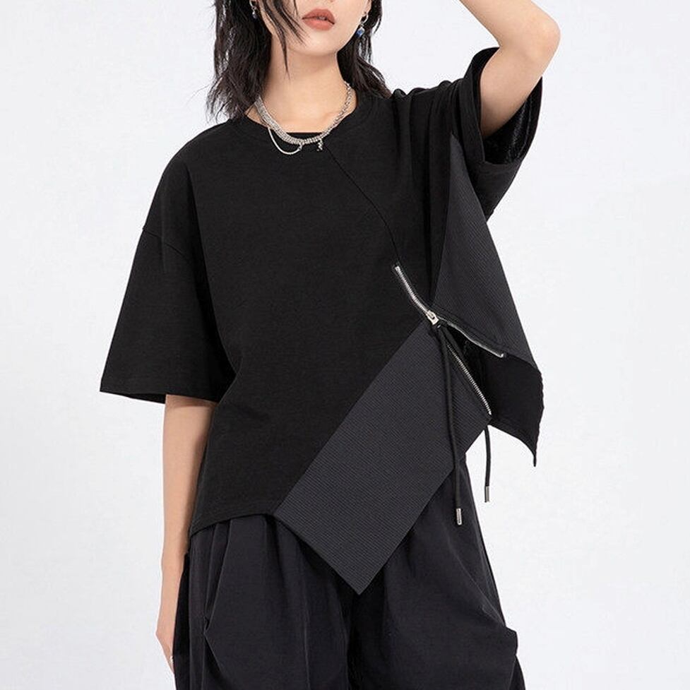 asymmetry zip tops / l0609
