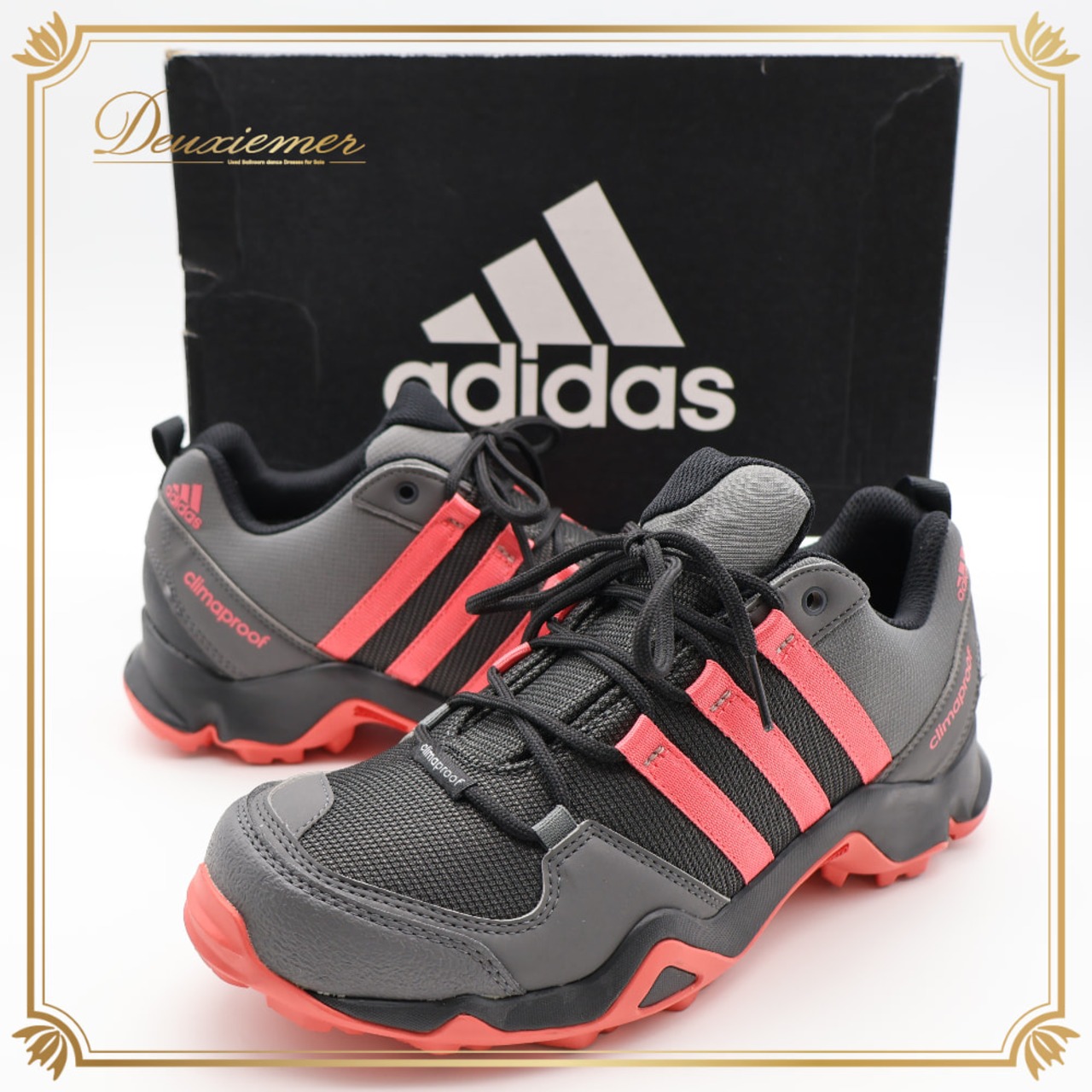 adidas アディダス トレッキングシューズ 25cm グレイ系 AX2 CP W climaproof クライマプルーフ BB1681 黒 赤 スニーカー ウィメンズ ハイキング アウトドア レディース ウォーキング シューズ 靴 ブラック系 レッド系