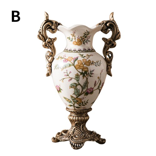 花瓶 トロフィー型 取手付き 花柄 鳥 フラワーポット ゴールド エレガント ゴージャス ゴールド ホームインテリア