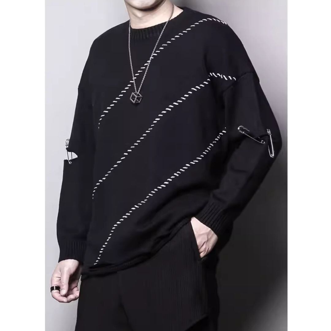 Pinstitch crew-neck knitwear