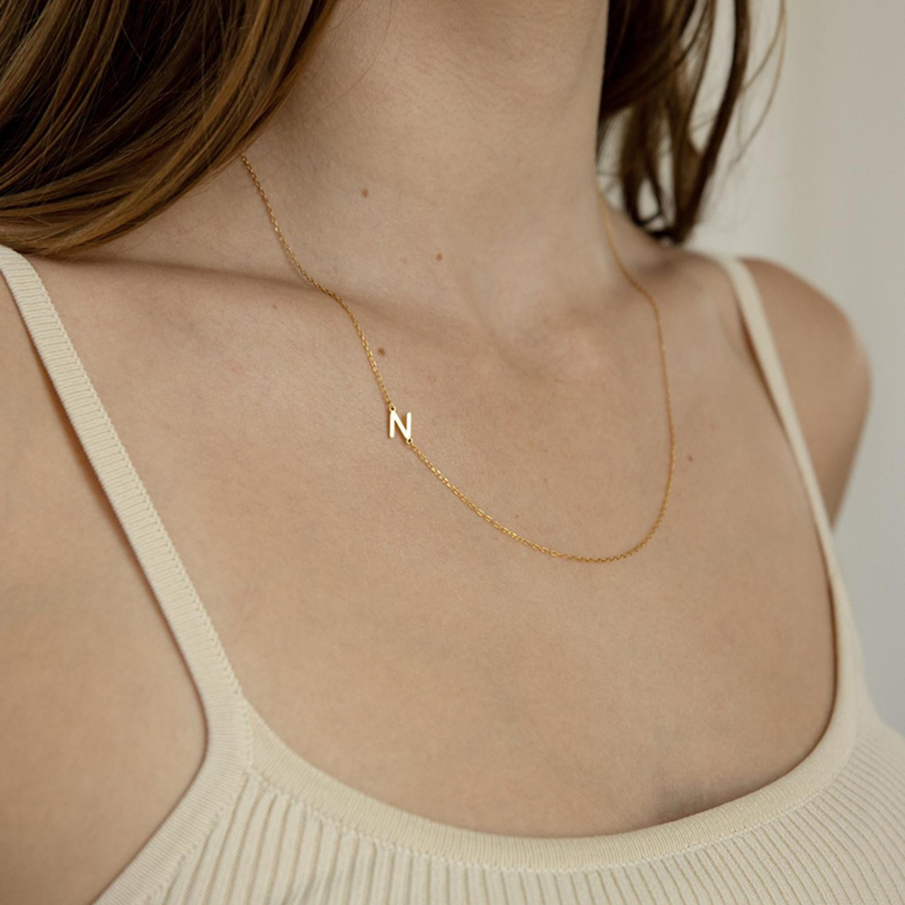 Raoネーム 名入れ サイドレターネックレス