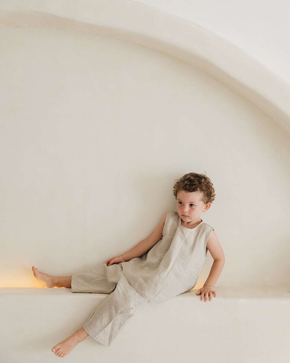その他 son and daughter Koa Linen Sets 3-4y son and daughter】Koa Linen Sets - Black | RIRIBELL