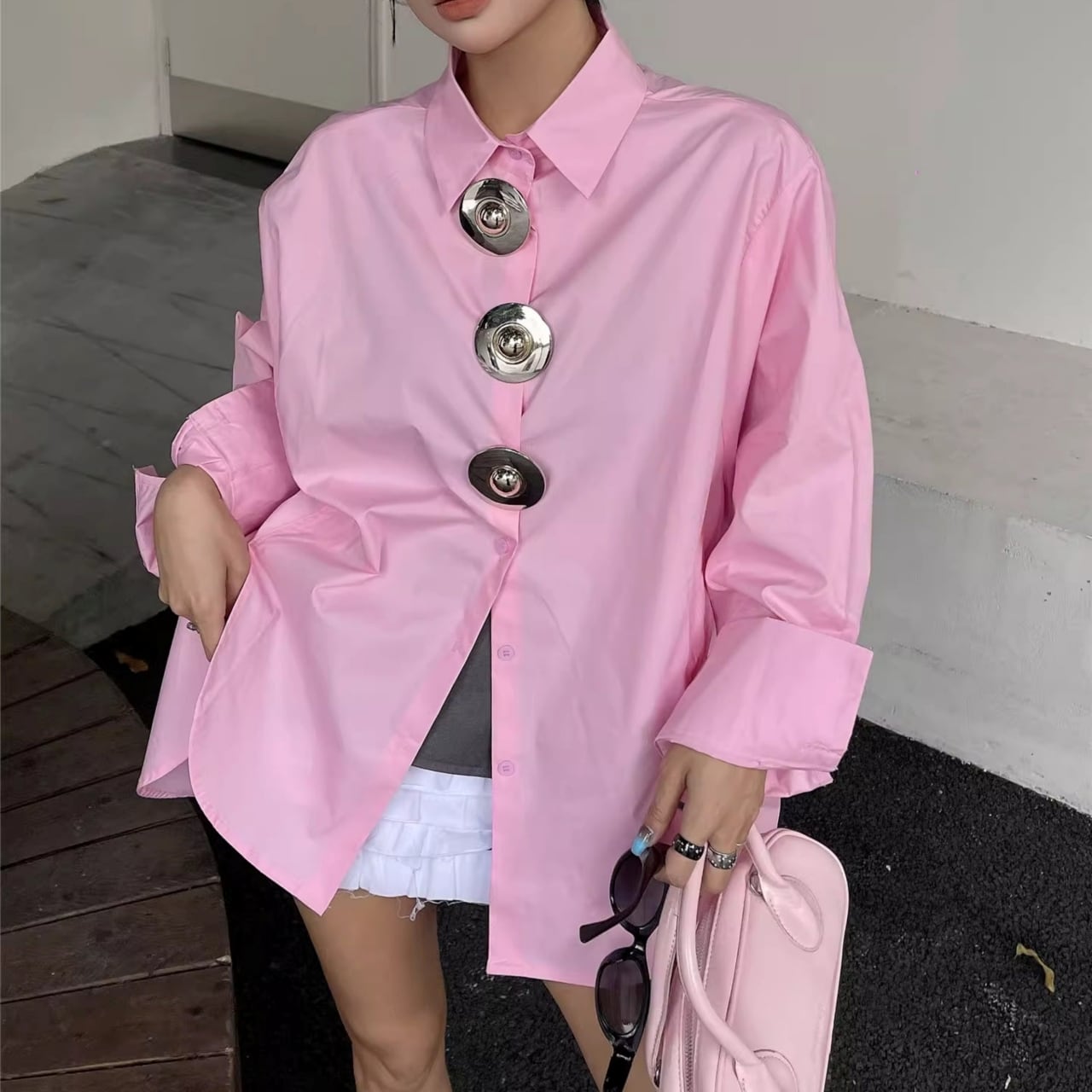 Big Button Oversized Shirt 01147
