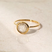 S925 ROUND STONE THIN RING -GOLD RUTILE QUARTZ-