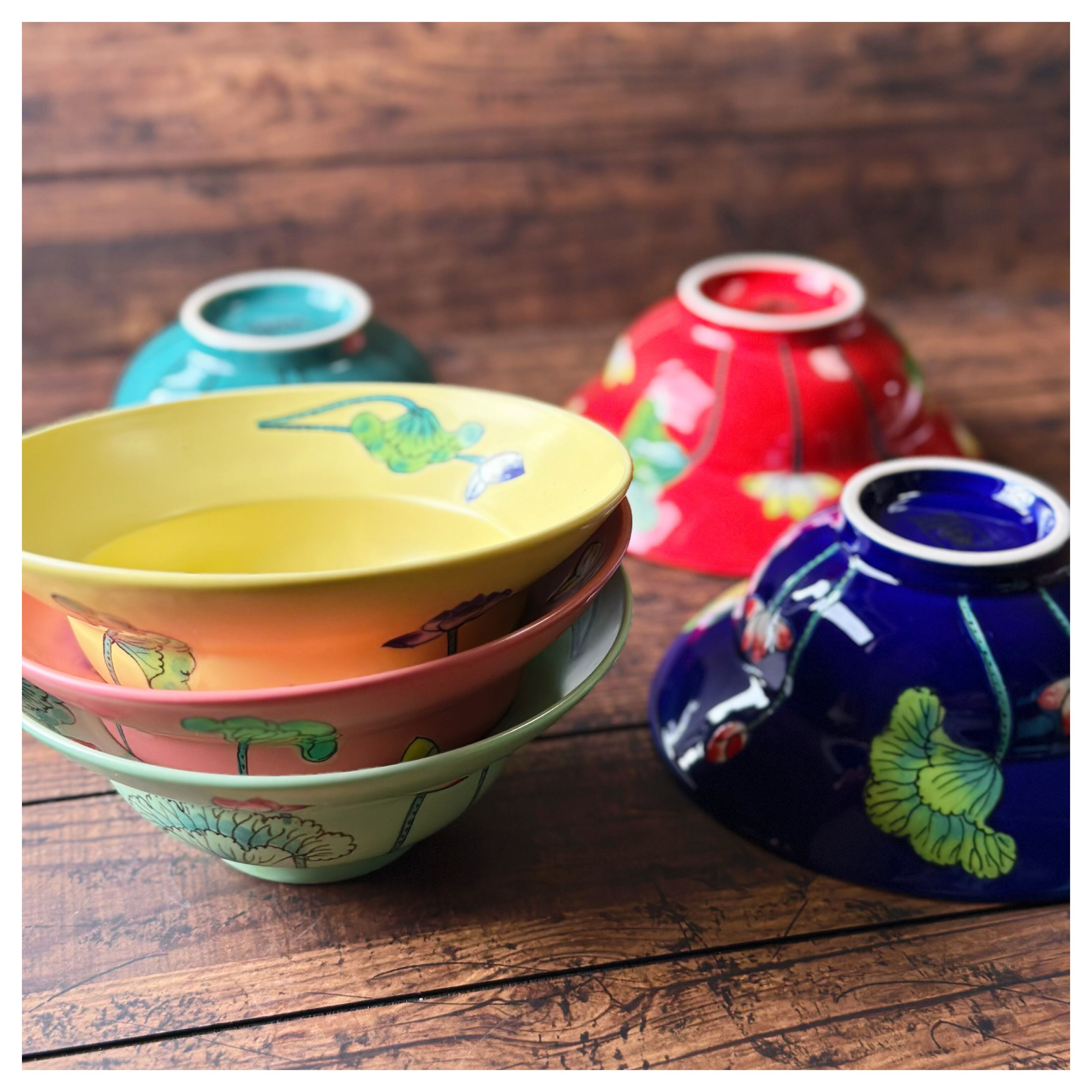 新品 ベトナムのバッチャン焼き 蓮柄の鉢ボウル6枚 新品 ベトナムのバッチャン焼き 蓮柄鉢ボウル6枚 ベトナム バッチャン