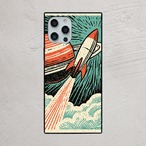 受注生産 iPhoneケース ロケットと雲海のレトロ宇宙｜宇宙ポスター風 RFSP060A