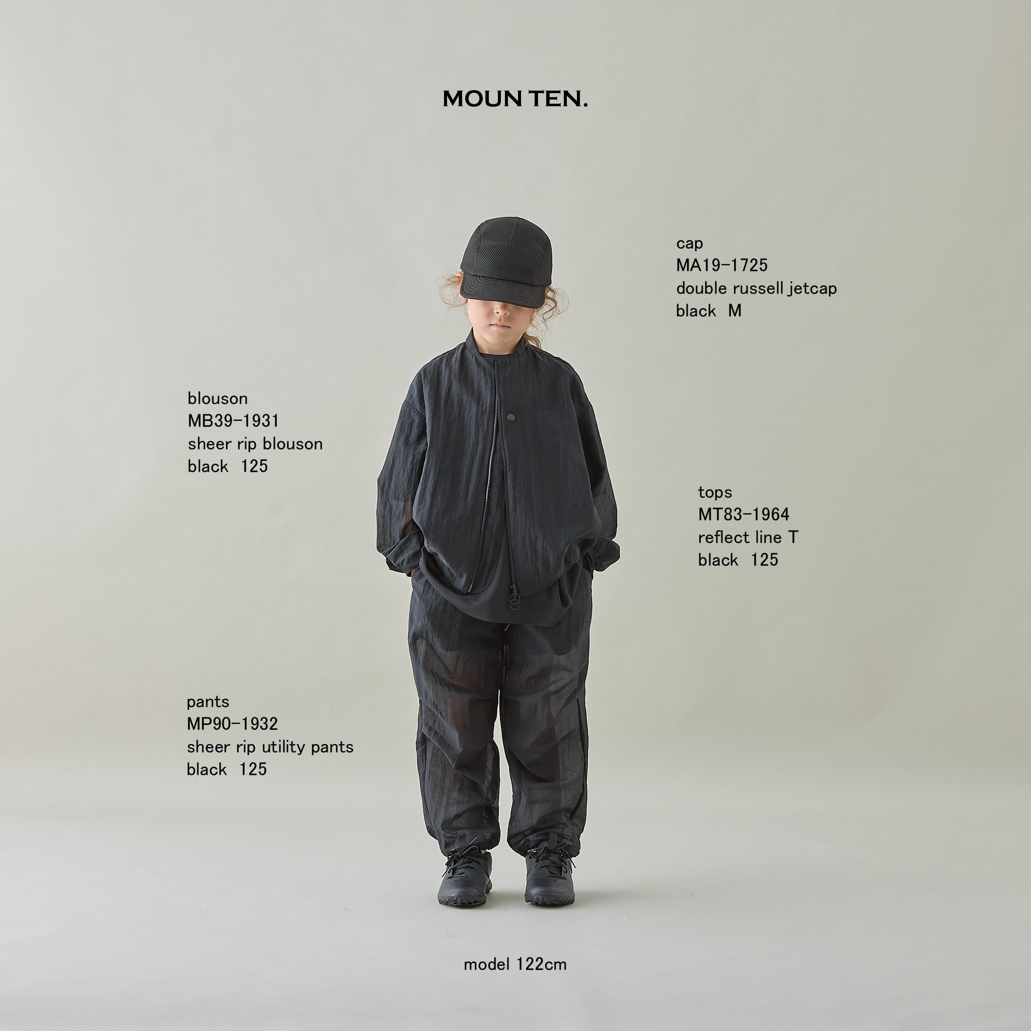 MOUN TEN. 26SS 】 sheer rip blouson / MB39-1931a / black | 世界の