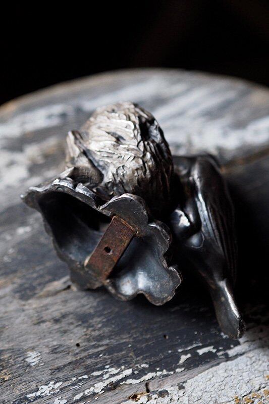 親鳥雛鳥、巣篭もりを-antique pewter bird objet | アンティーク