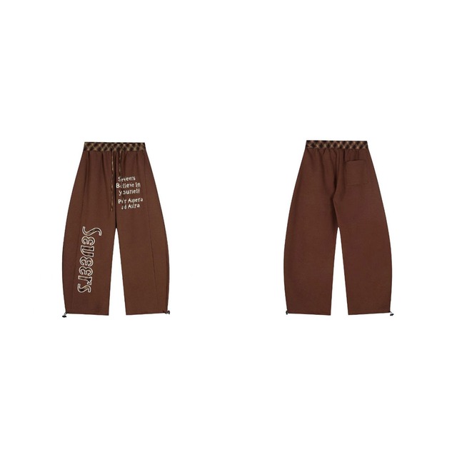 チェックロゴスウェットワイドパンツ 2col   R00875