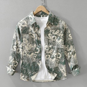【M-3XL】Stencil Paint Long Sleeve Shirt / ステンシル ペイント 長袖シャツ