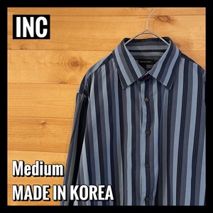 【International Concepts】マルチストライプ 長袖シャツ 柄シャツ おしゃれシャツ US古着