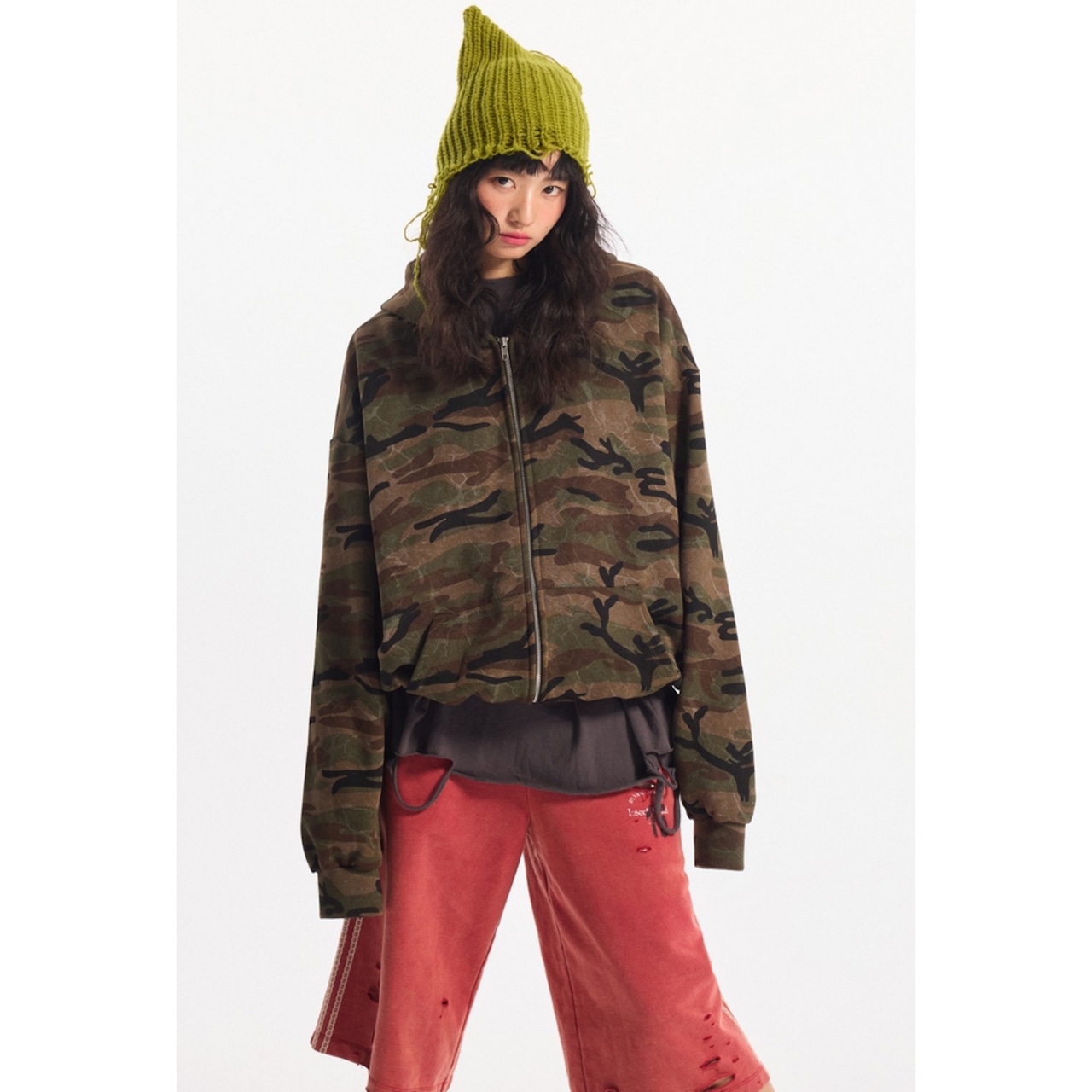 VINTAGE ストリート 迷彩ジップパーカー T2006