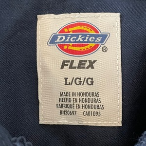 【Dickies】ワークシャツ 無地 長袖シャツ ネイビー Lサイズ ディッキーズ US古着