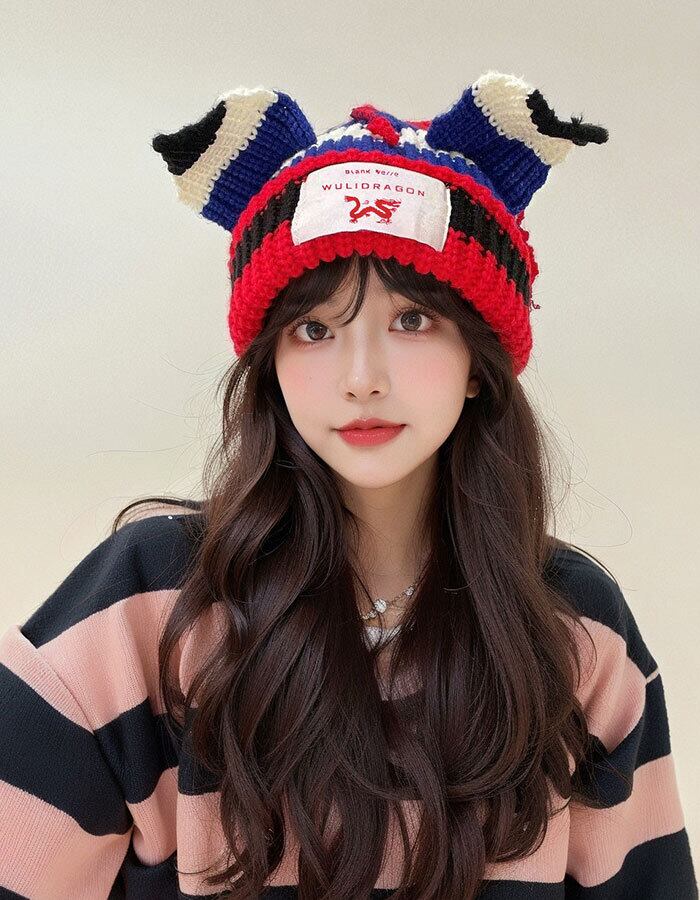 もこもこ 猫耳帽子 猫耳ニット帽 ふわふわ帽子 ニット帽 ビーニー y2k グランジ