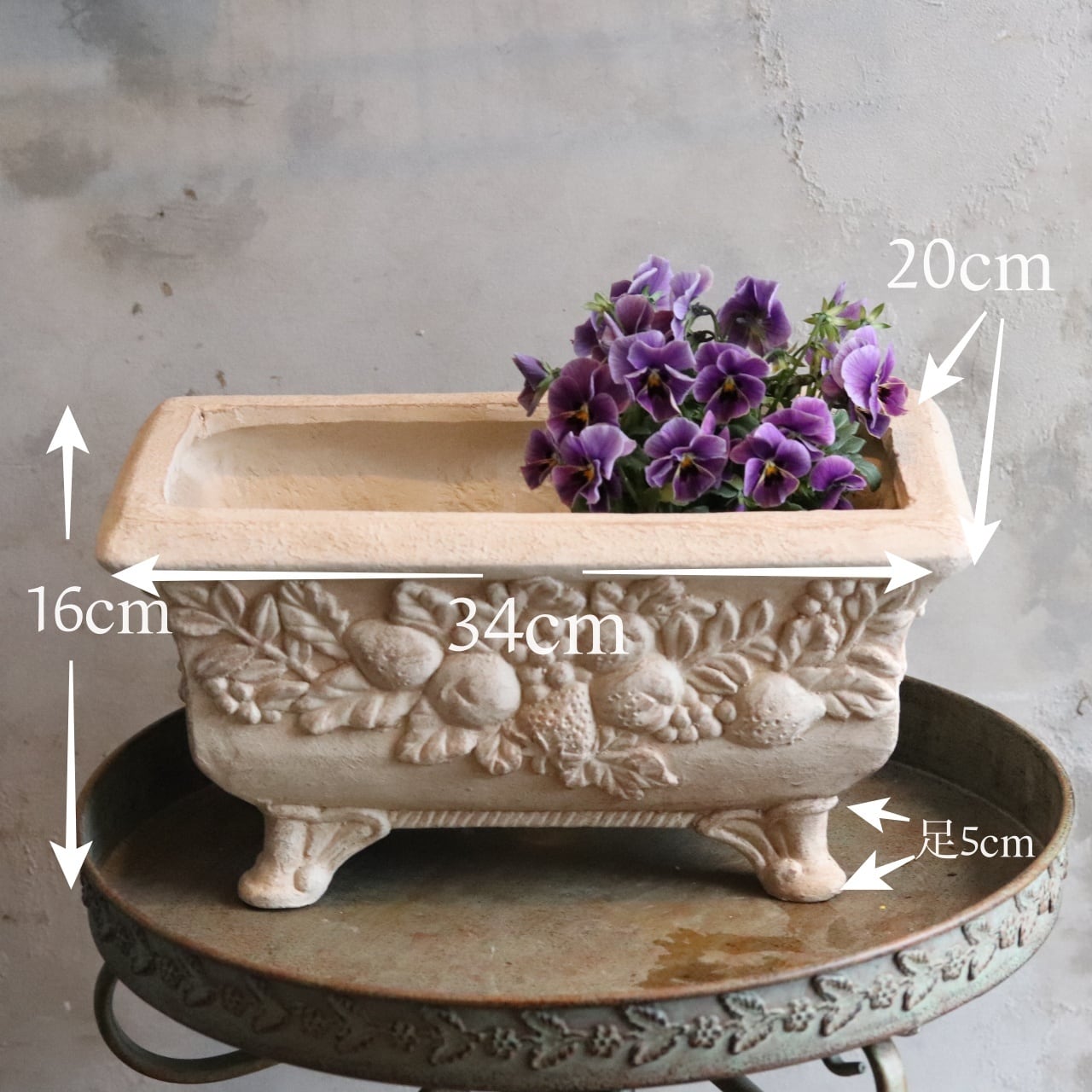 植木鉢 デコラティブモチーフプランター 陶器 アンティーク調 シャビー