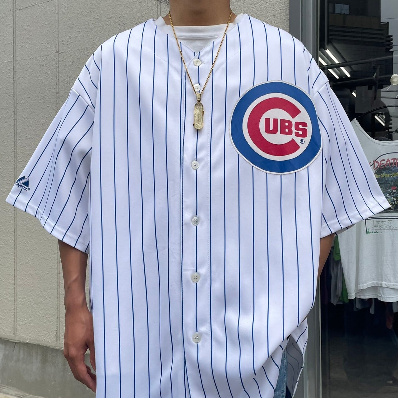 マジェスティック majestic MLB CHICAGO CUBS シカゴカブス ゲームシャツ ベースボールシャツ USA製 メンズM /eaa338057