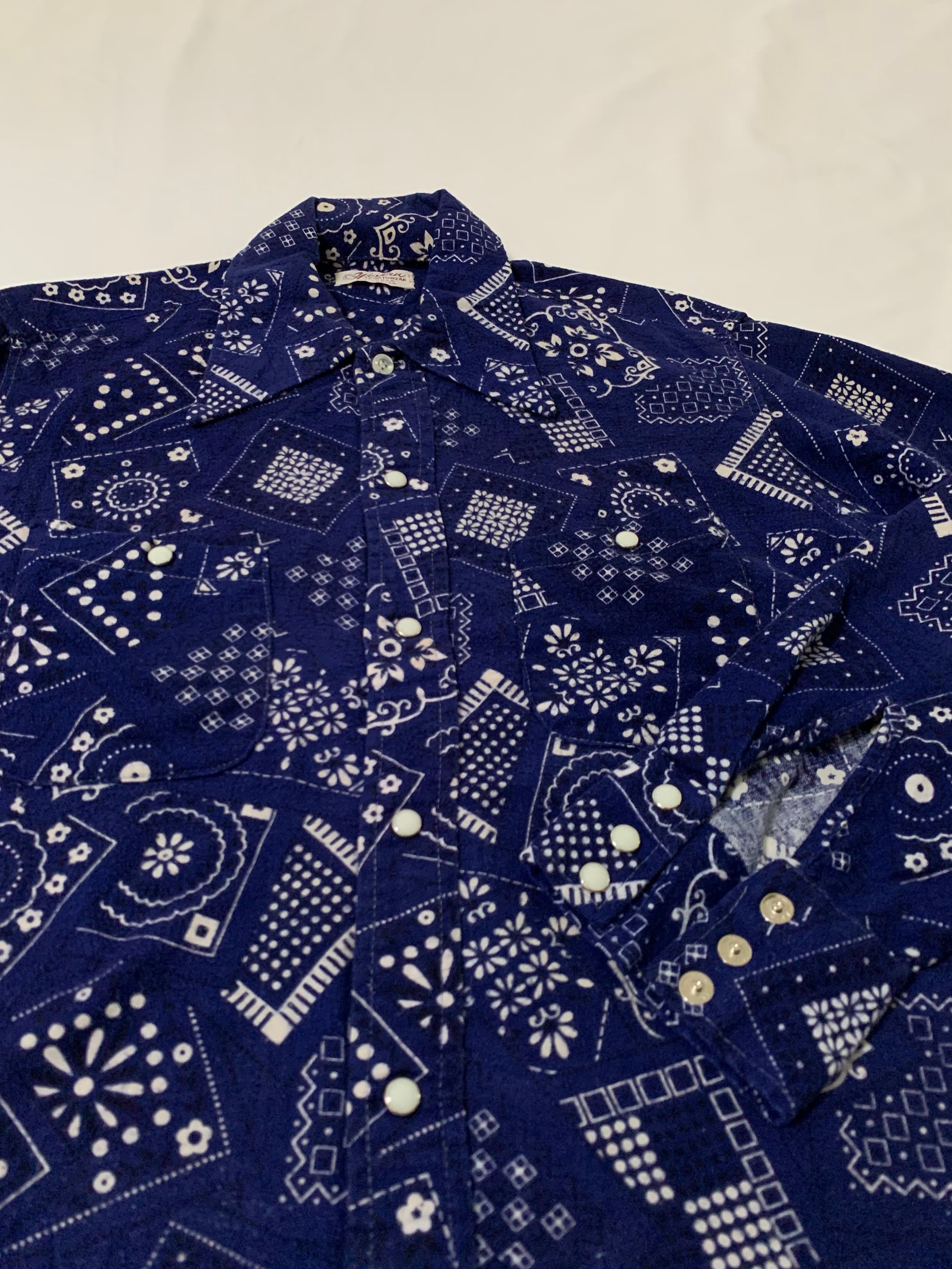 1960's All Over Pattern Flannel Western Shirt