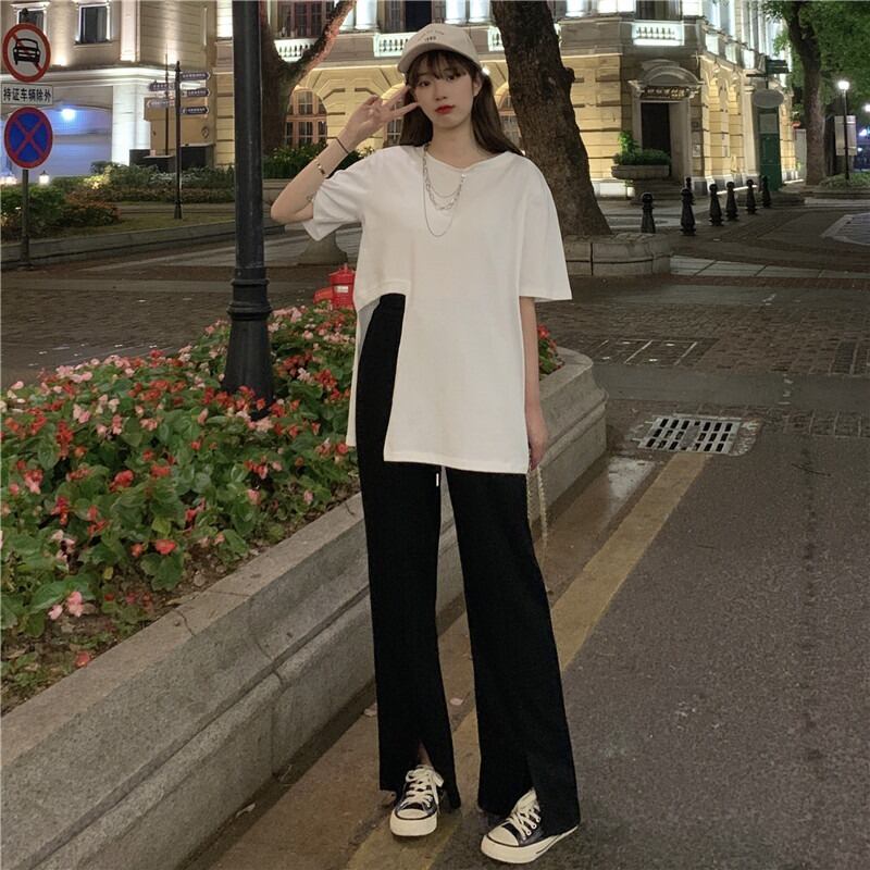 サマーカジュアルレッドレディースワイドレッグパンツ ストリート 大人ガーリー スウィート キュート 夏物 ワイドパンツ YY-ファッション86356113715