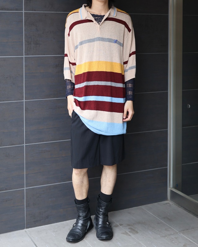 Oversized border polo top