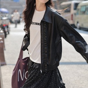 frill leather jacket J00064