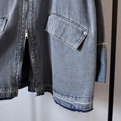 【受注予約:1月下旬入荷予定】W zip フリンジツイルデニムオーバーJK/ブルー