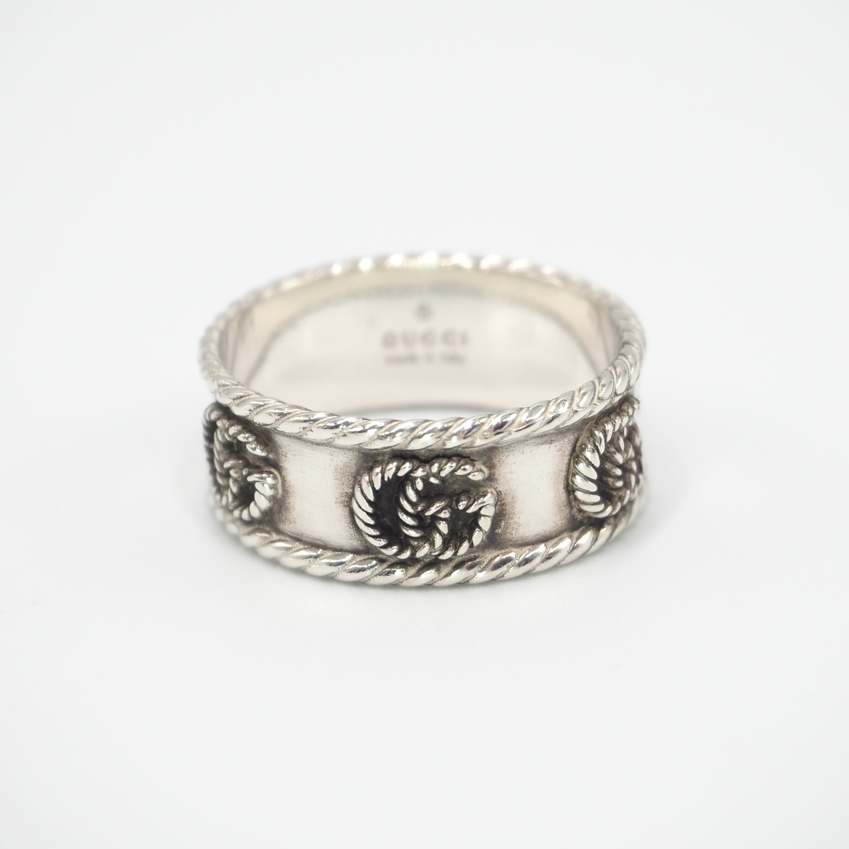 1/10掲載【現行品】GUCCI 約22号 ダブルG ワイドリング シルバー925 グッチ