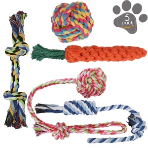 【人気】犬ロープおもちゃ 犬おもちゃ 犬用玩具 噛むおもちゃ ペット用 コットン ストレス解消 丈夫 耐久性 清潔 歯磨き 小/中型犬に適用 (5 スーツ)