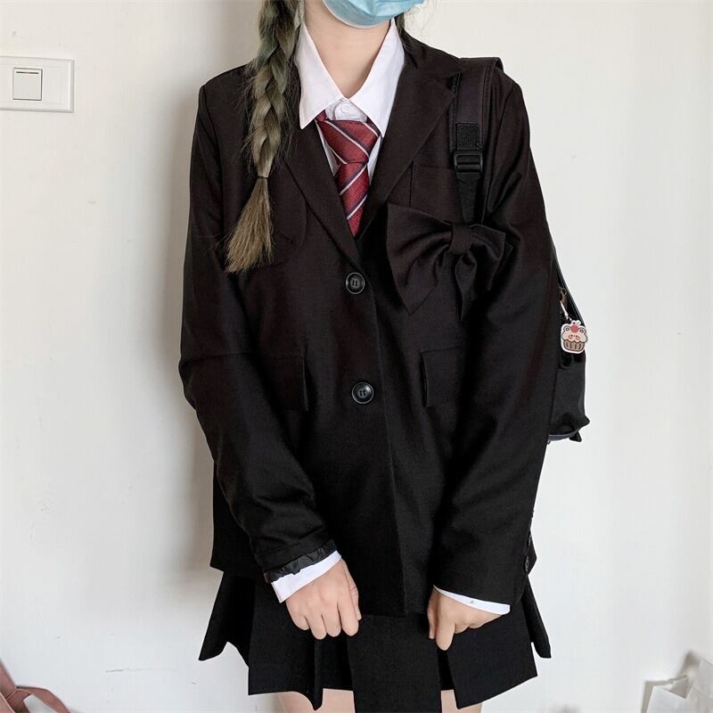 オータムジャケット スプリングカーディガンブラック リボン 春物 秋物 萌量不足70185806171