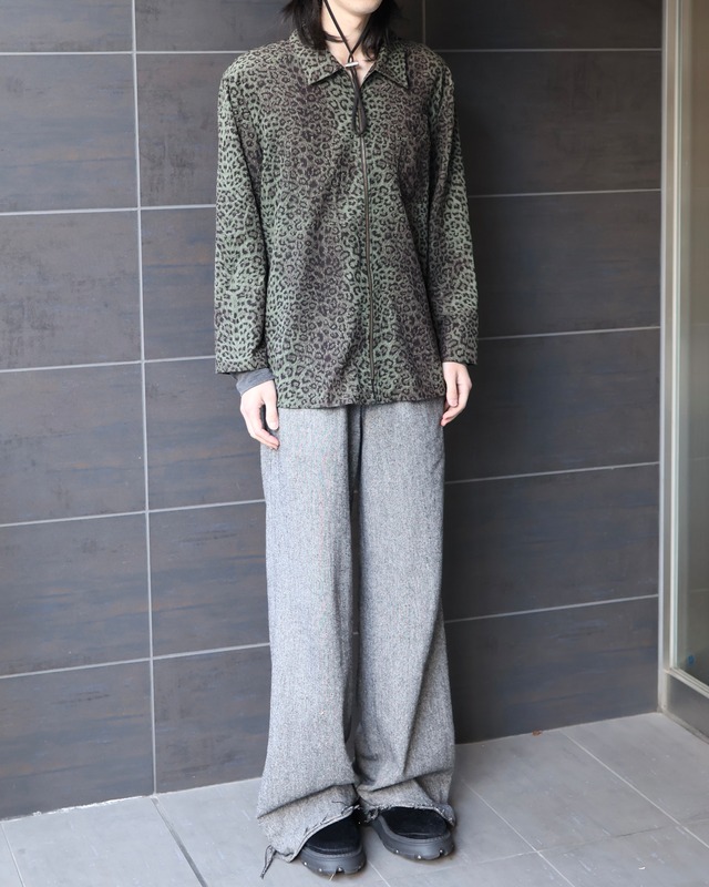 Leopard design zip-up blouson