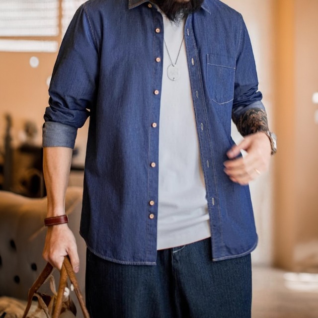 Chest pocket regular denim shirt 00362