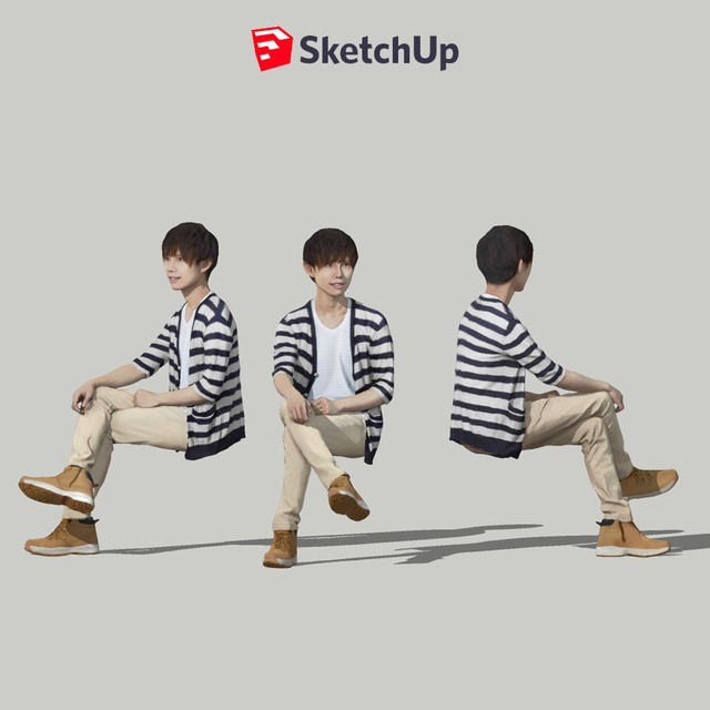 SketchUp素材　3D人物モデル ( Posed ) 035_Toru - メイン画像
