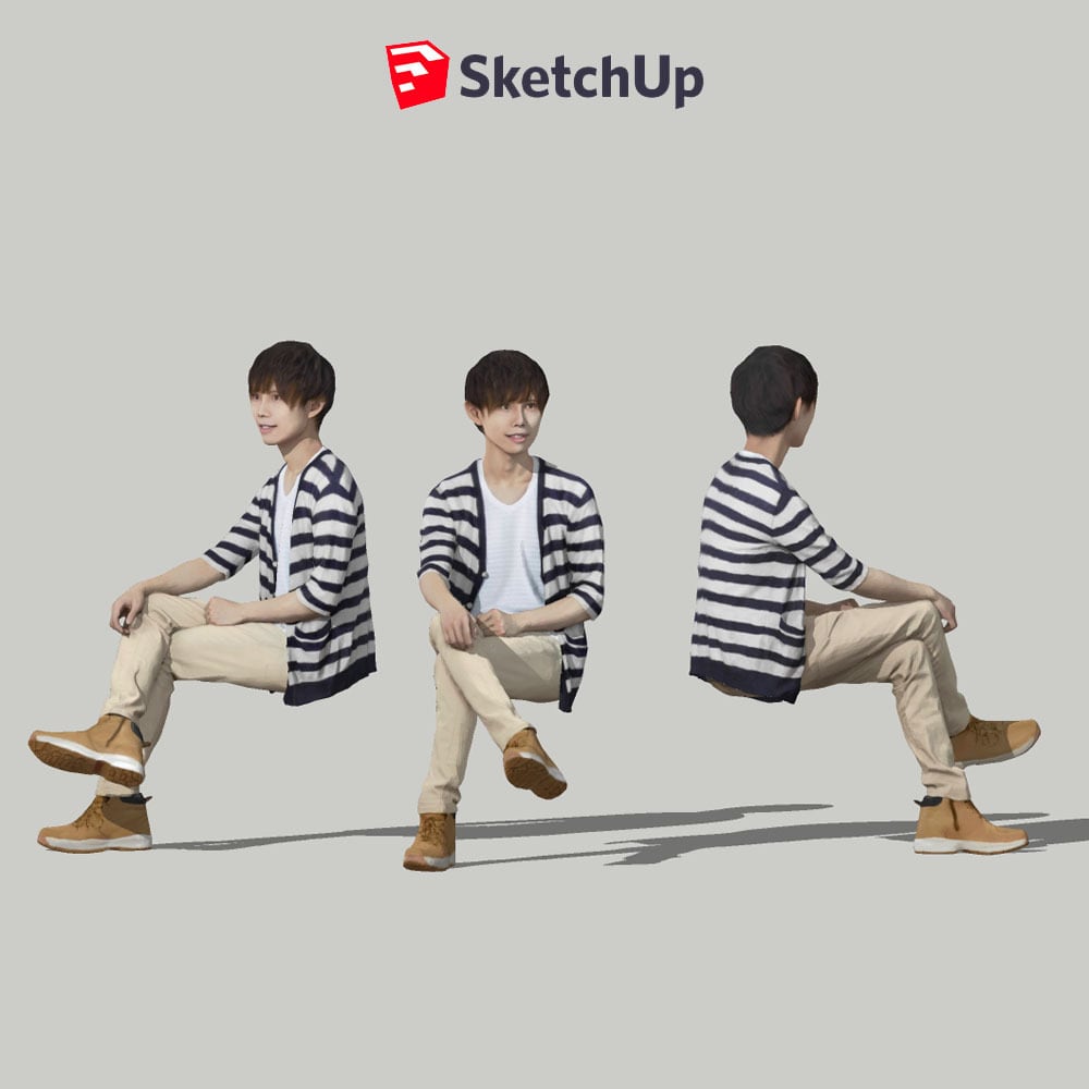 SketchUp素材　3D人物モデル ( Posed ) 035_Toru - 画像1