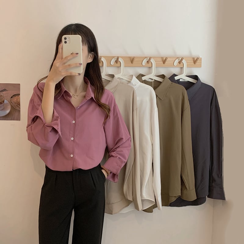 スプリングジャケット ルーズカジュアルシャツ ロング ピンク 春物 スーパーモール25774267021