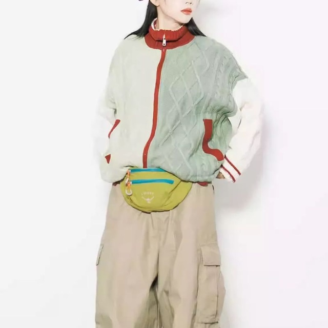 Stand collar knit tops M15046