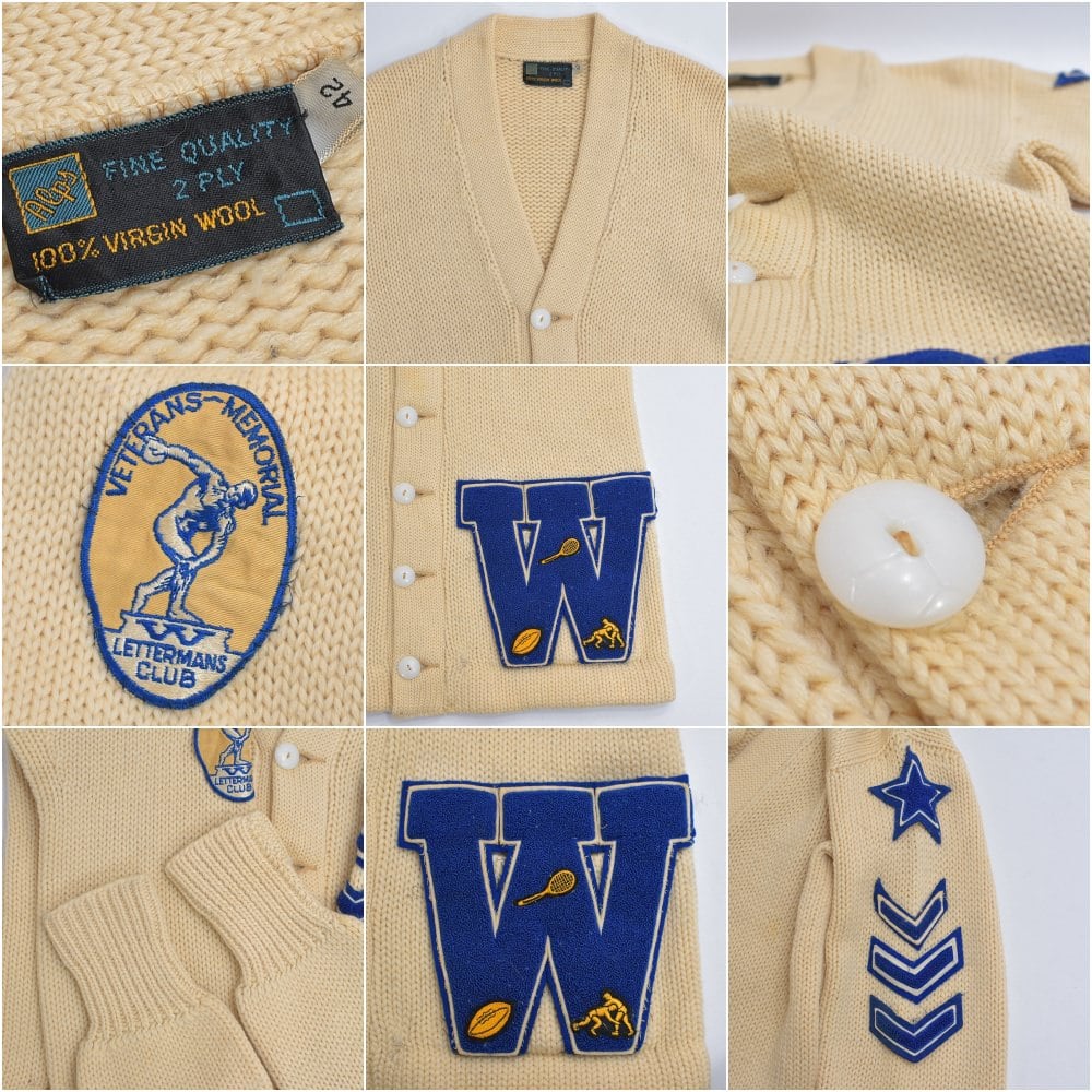 50~60s Alps サガラワッペン刺繍 デザインレタードカーディガン 50~60s Alps サガラワッペン刺繍 デザインレタードカーディガン