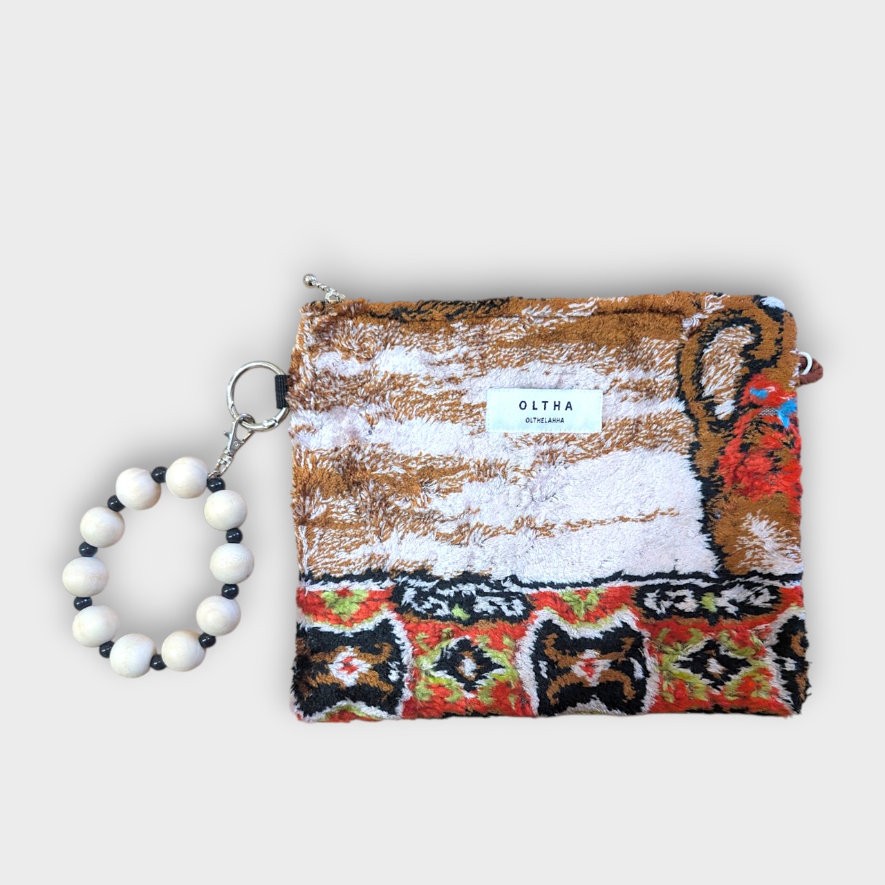 Vintage Tapestry Sacoche Pouch With Wood Handle No.16