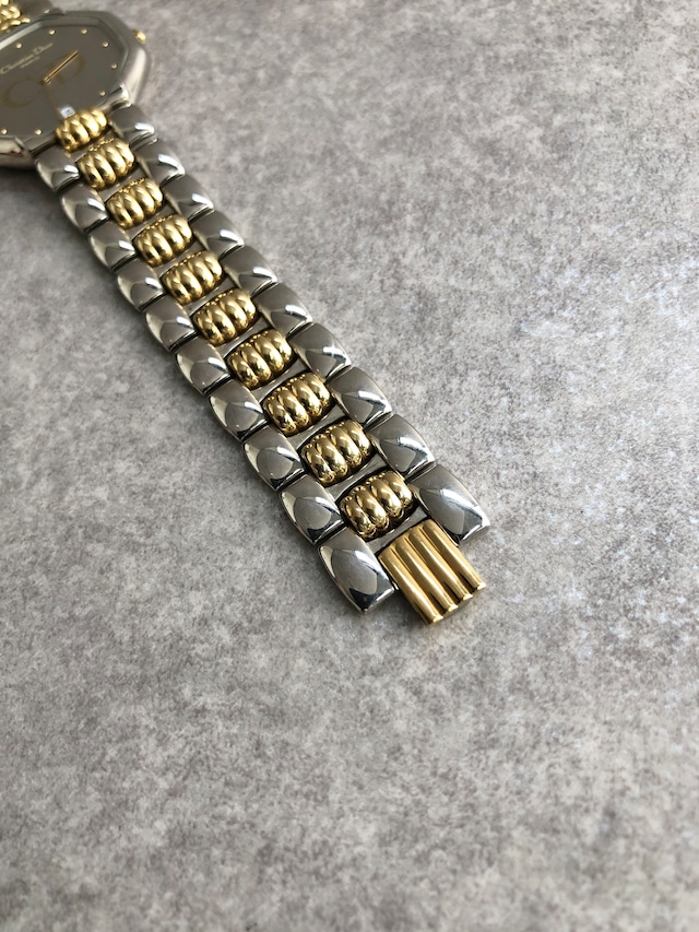 Christian Dior クリスチャン ディオール 腕時計 シルバー×ゴールド オクタゴン ステンレススチール クォーツ vintage ヴィンテージ オールド evzwxv