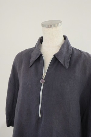 90s Euro linen halfzip pullover